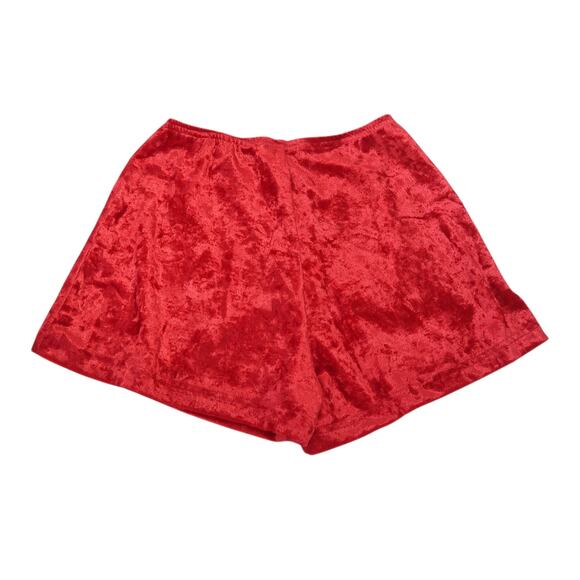 Vintage 90s In Charge Red Crushed Velvet Tap Shorts S - Picture 3 of 5